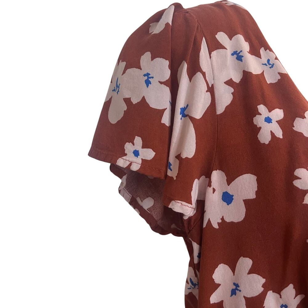 My Michelle V-Neck Casual Boho Above The Knee Floral Summer Dress Orange Medium - Picture 3 of 6